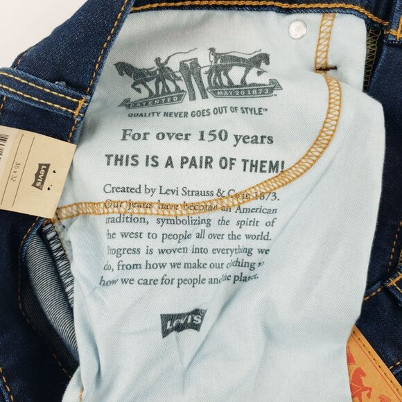 Levi's Jeans Men's 36x32 513 Slim Straight Stretch Denim Blue Dark Wash NWT - Picture 5 of 10